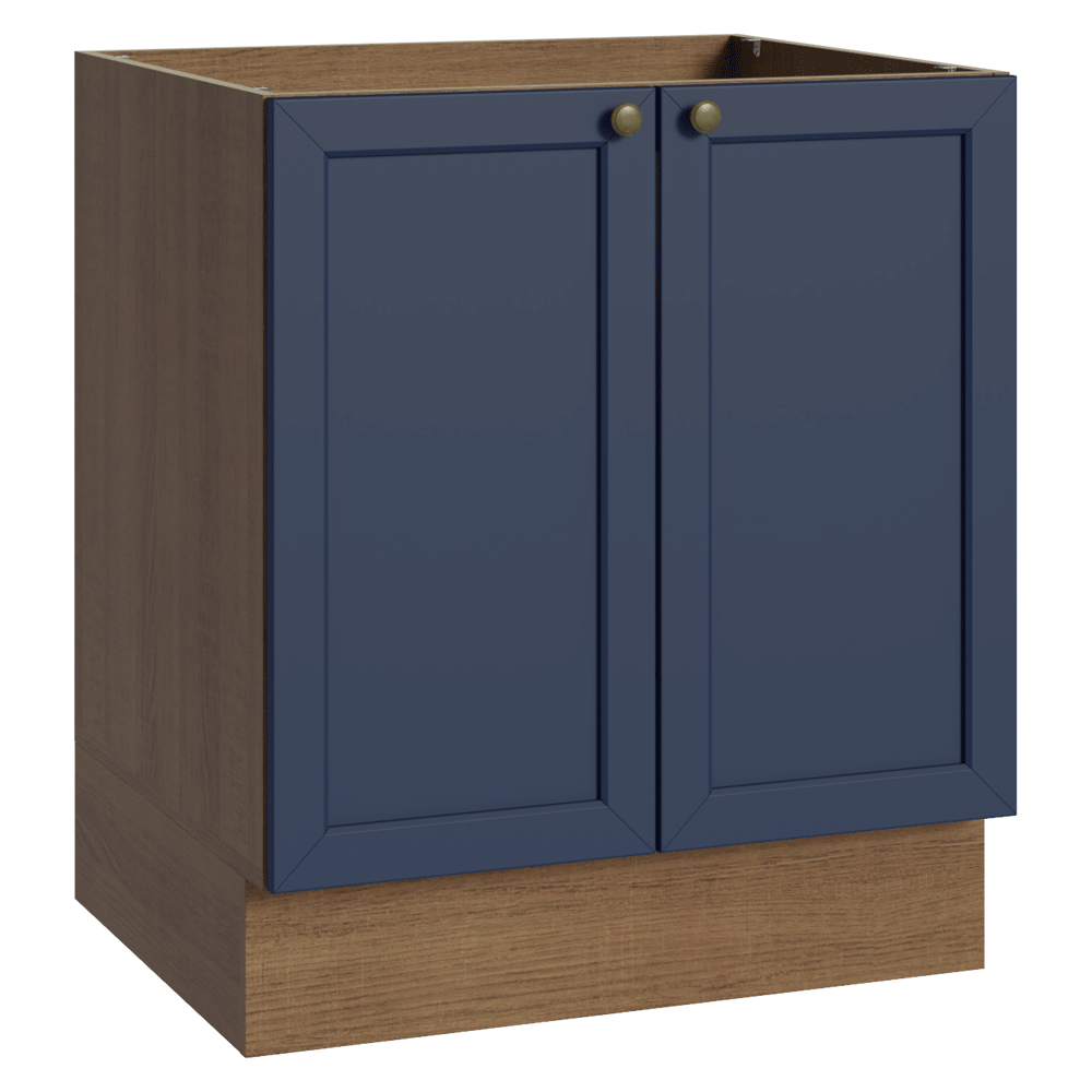 Balcão de Cozinha 70 cm 2 Portas (Sem Tampo) Rustic/Azul Vik Madesa