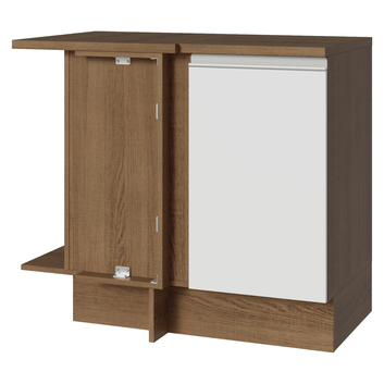 Balcão de Canto Madesa Glamy 1 Porta Rustic/Branco