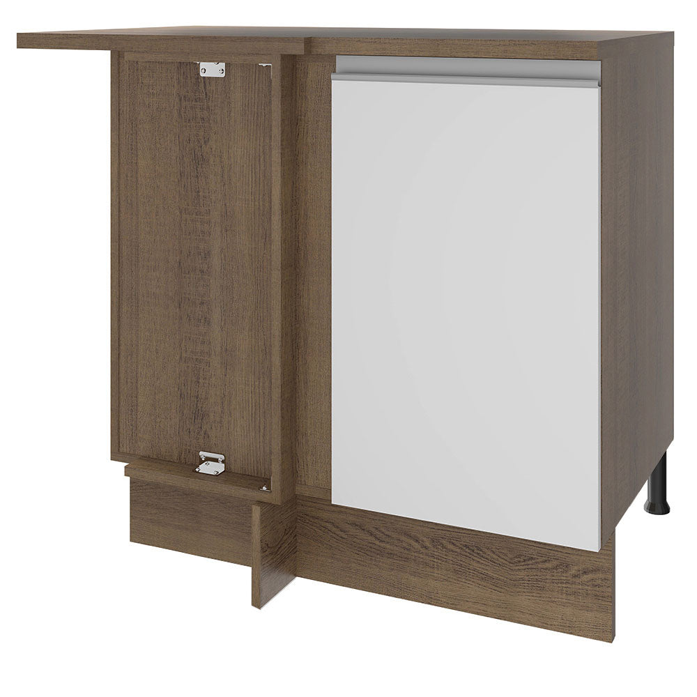 Balcão de Canto Madesa Glamy 1 Porta Rustic/Branco