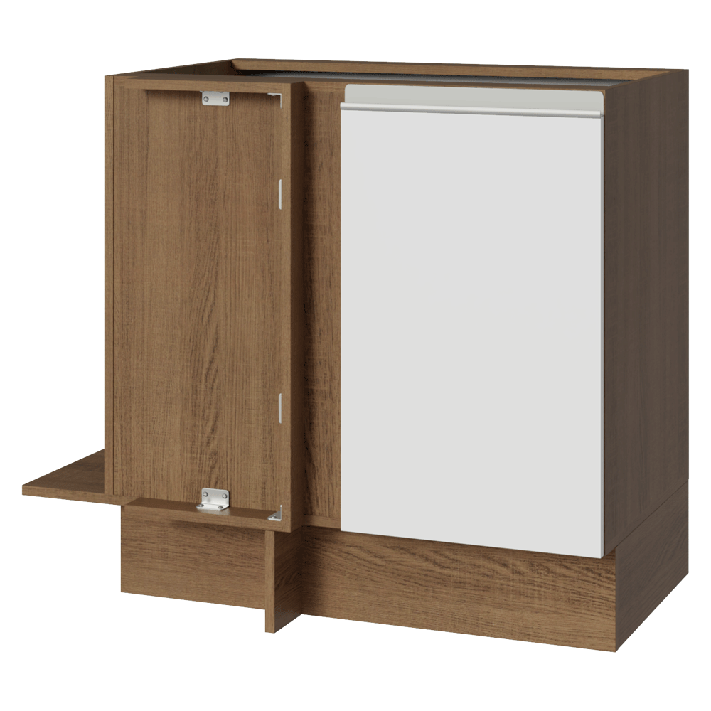 Balcão de Canto 1 Porta (Sem Tampo) Rustic/Branco Glamy Madesa