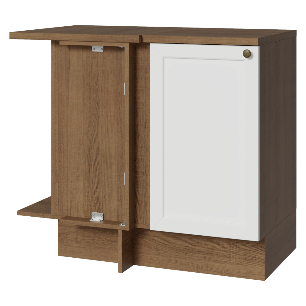 Balcão de Canto 1 Porta Rustic/Branco Vik Madesa