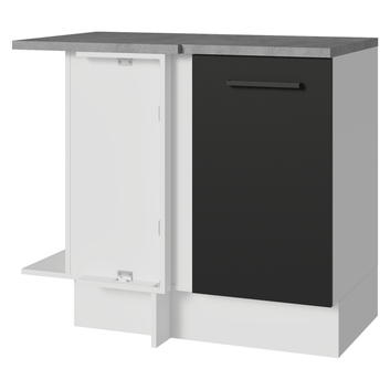 Balcão de Canto Madesa Agata 1 Porta Branco/Preto