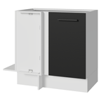 Balcão de Canto 1 Porta (Sem Tampo) Branco/Preto Agata Madesa