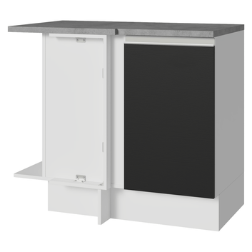 Balcão de Canto Madesa Glamy 1 Porta Branco/Preto