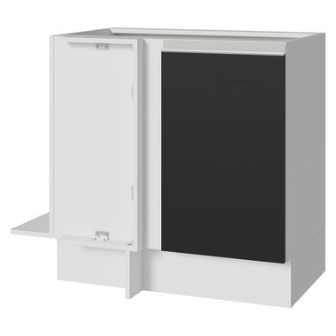Balcão de Canto 1 Porta (Sem Tampo) Branco/Preto Glamy Madesa