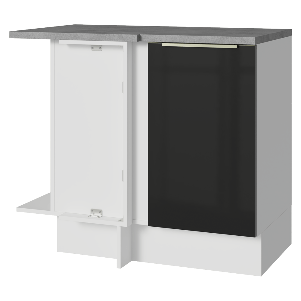 Balcão de Canto 1 Porta Branco/Preto Lux Madesa