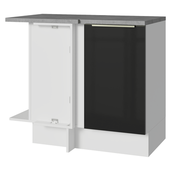 Balcão de Canto 1 Porta Branco/Preto Lux Madesa