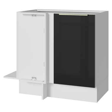 Balcão de Canto 1 Porta (Sem Tampo) Branco/Preto Lux Madesa