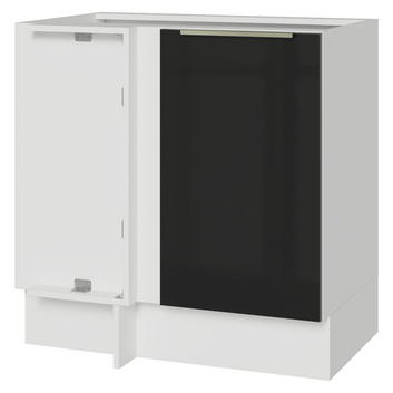 Balcão de Canto 1 Porta (Sem Tampo) Branco/Preto Lux Madesa