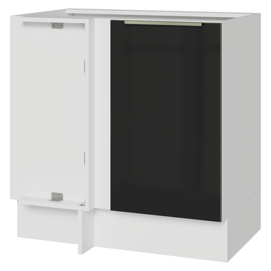 Balcão de Canto 1 Porta (Sem Tampo) Branco/Preto Lux Madesa