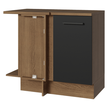 Balcão de Canto Madesa Agata 1 Porta Rustic/Preto