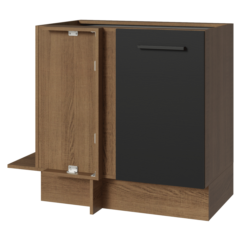 Balcão de Canto 1 Porta (Sem Tampo) Rustic/Preto Agata Madesa