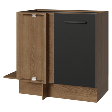 Balcão de Canto 1 Porta (Sem Tampo) Rustic/Preto Agata Madesa