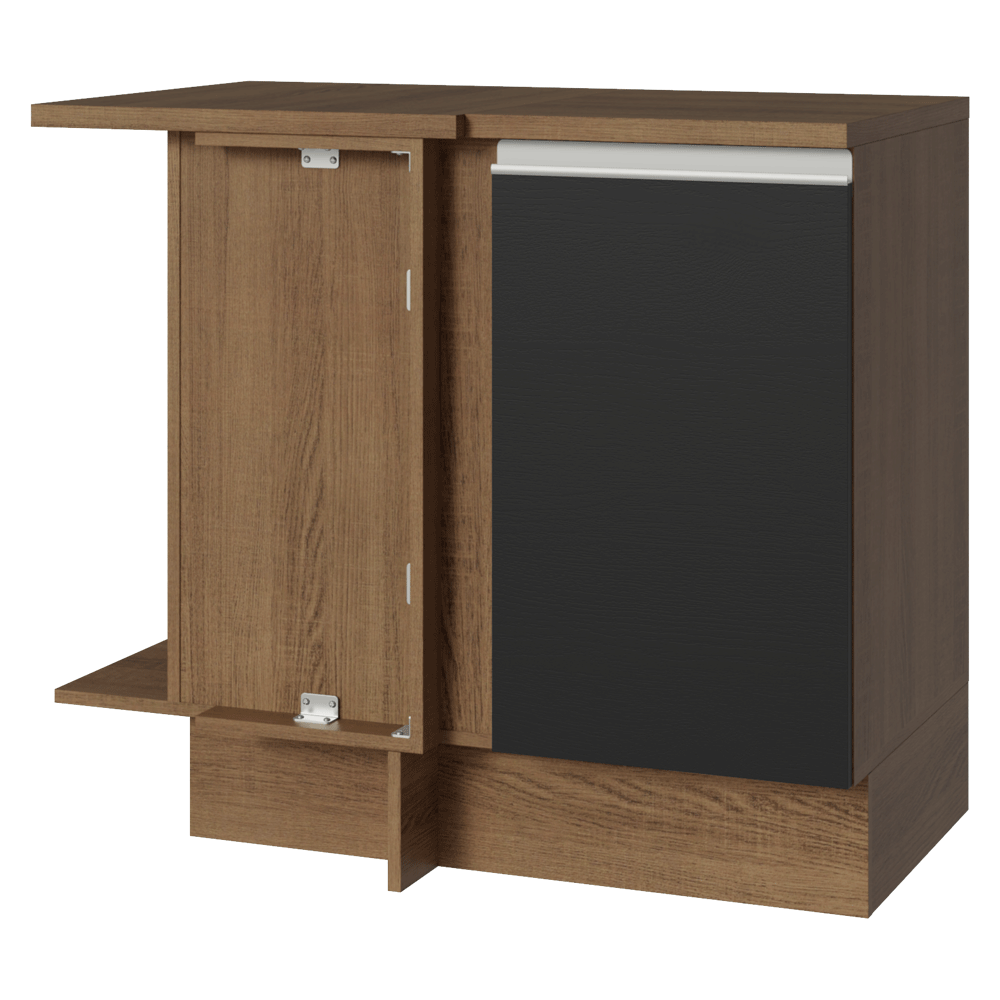 Balcão de Canto Madesa Glamy 1 Porta Rustic/Preto