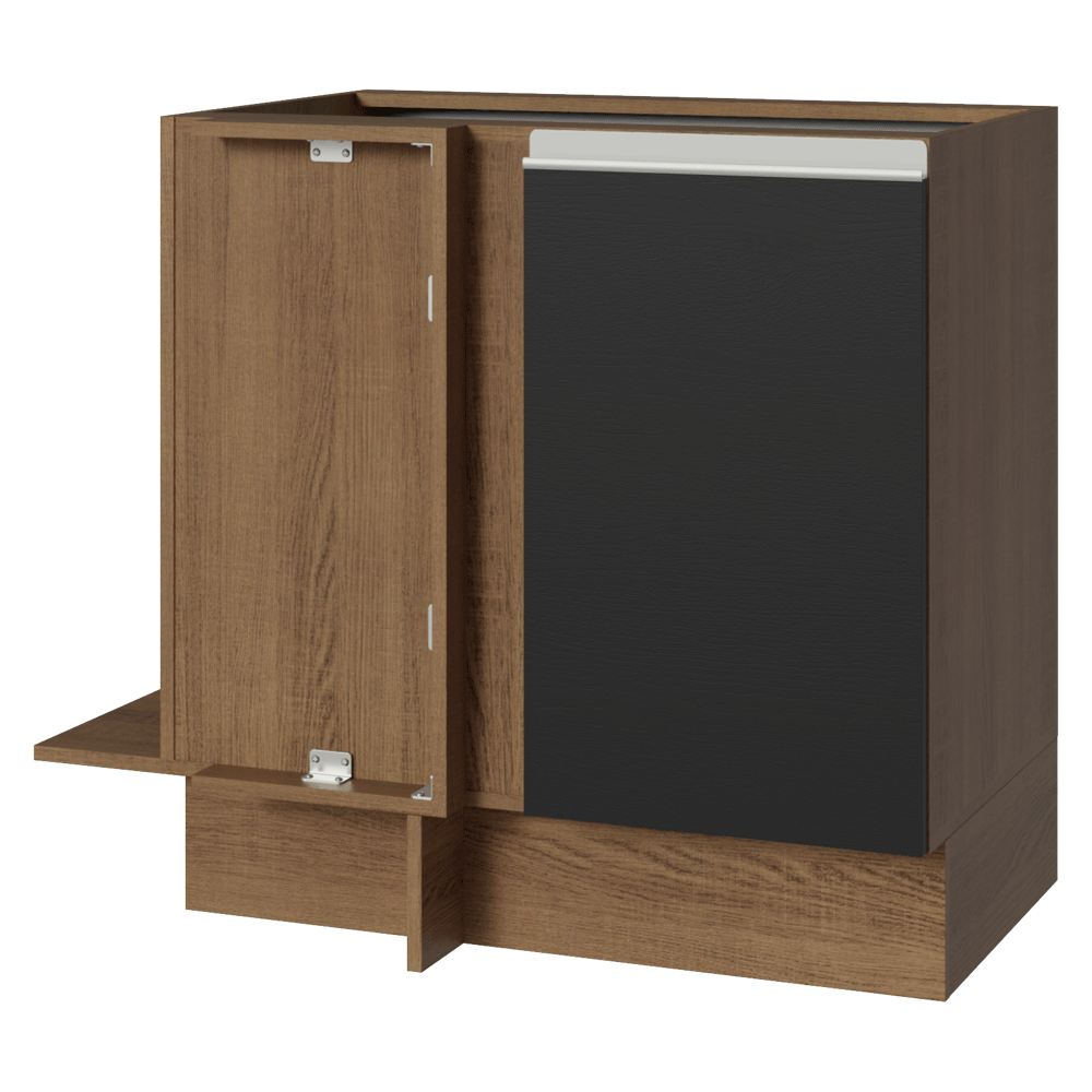 Balcão de Canto 1 Porta (Sem Tampo) Rustic/Preto Glamy Madesa
