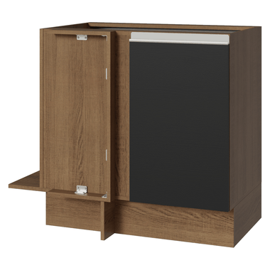 Balcão de Canto 1 Porta (Sem Tampo) Rustic/Preto Glamy Madesa