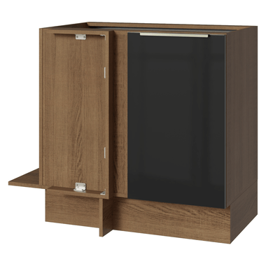 Balcão de Canto 1 Porta (Sem Tampo) Rustic/Preto Lux Madesa