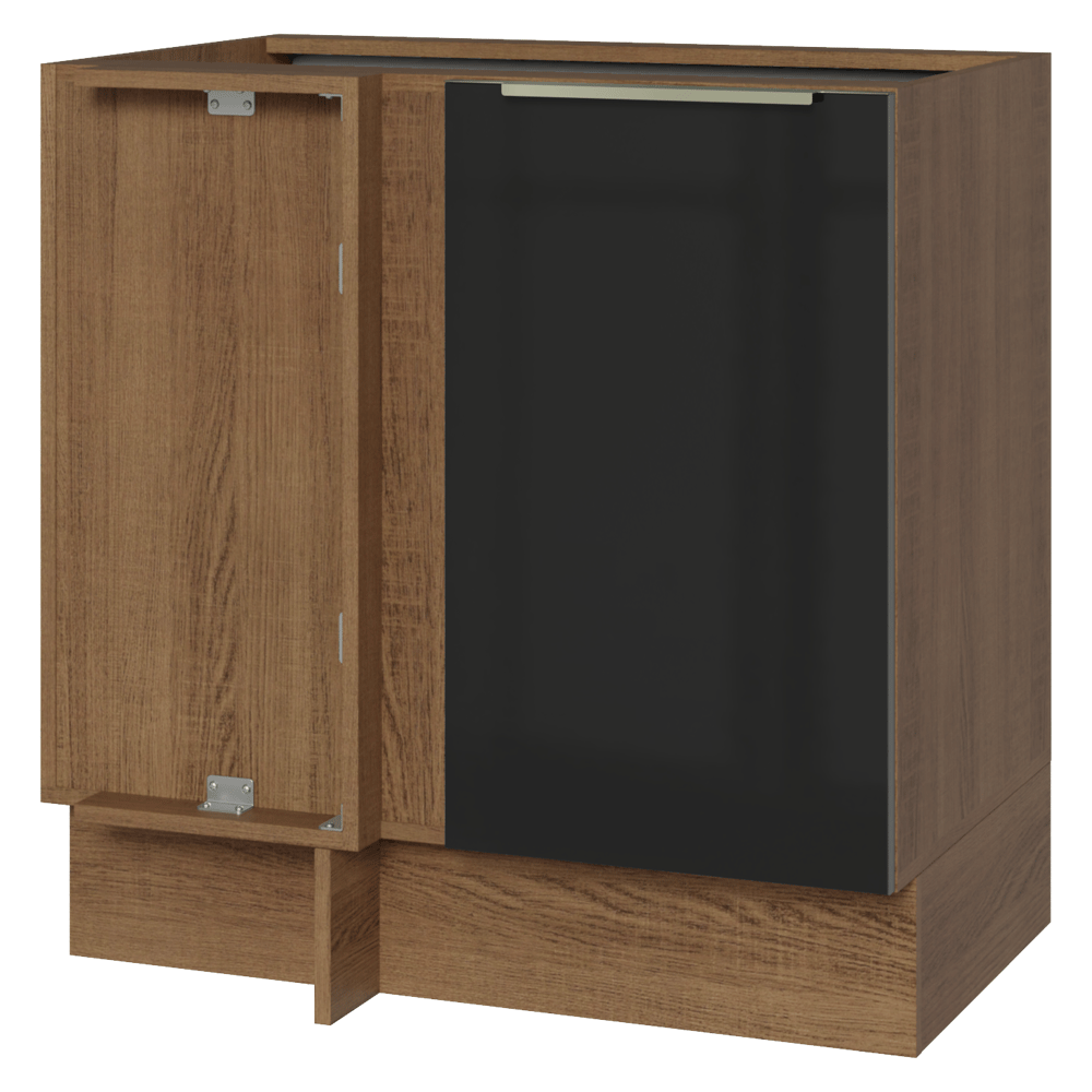 Balcão de Canto 1 Porta (Sem Tampo) Rustic/Preto Lux Madesa