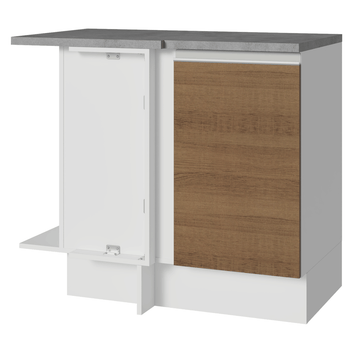 Balcão de Canto Madesa Glamy 1 Porta Branco/Rustic