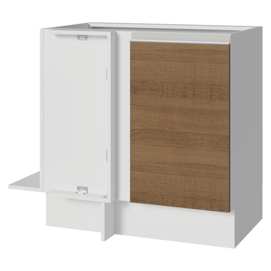 Balcão de Canto 1 Porta (Sem Tampo) Branco/Rustic Glamy Madesa