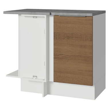 Balcão de Canto Madesa Stella 1 Porta Branco/Rustic
