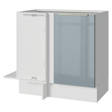 Balcão de Canto 1 Porta (Sem Tampo) Branco/Cinza Lux Madesa