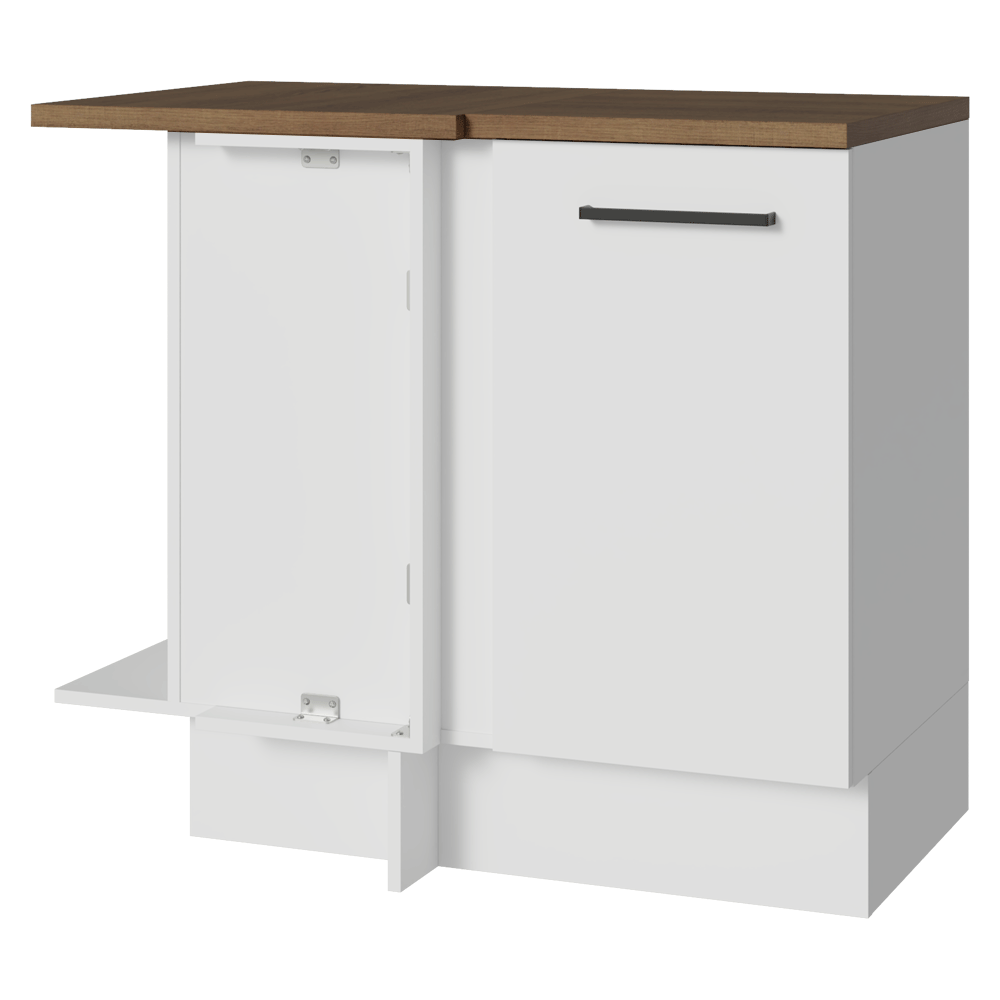 Balcão de Canto 94 cm 1 Porta Branco Tampo Rustic Agata Madesa