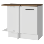 Balcão de Canto 94 cm 1 Porta Branco Tampo Rustic Agata Madesa