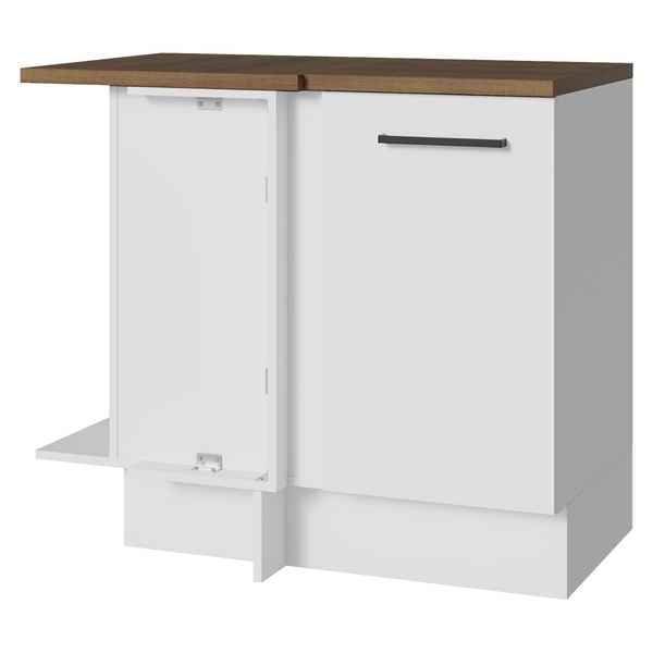 Balcão de Canto 94 cm 1 Porta Branco Tampo Rustic Agata Madesa
