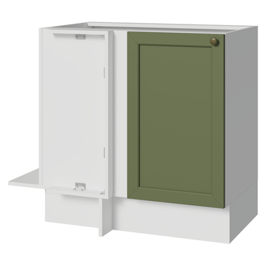 Balcão de Canto 1 Porta (Sem Tampo) Branco/Verde Vik Madesa