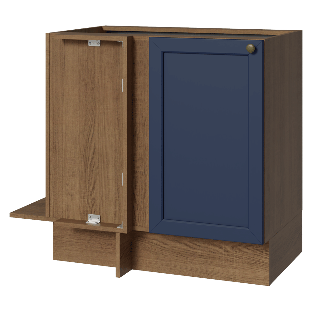 Balcão de Canto 1 Porta (Sem Tampo) Rustic/Azul Vik Madesa