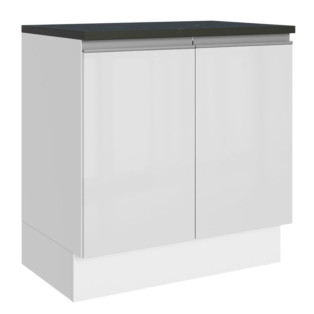 Balcão Madesa Acordes 100% MDF 80 cm 2 Portas Branco Brilho