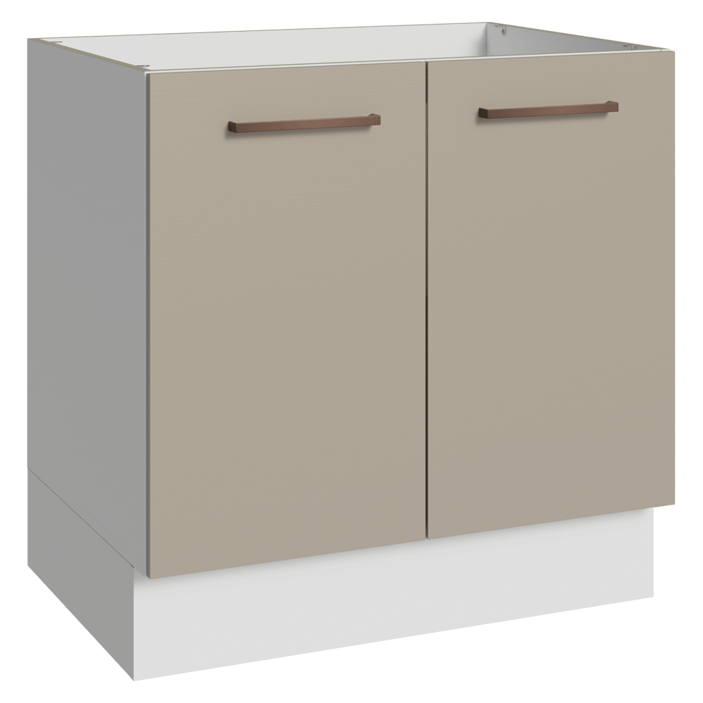 Balcão de Cozinha 80 cm 2 Portas (Sem Tampo) Branco/Crema Agata Madesa