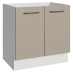 Balcão de Cozinha 80 cm 2 Portas (Sem Tampo) Branco/Crema Agata Madesa