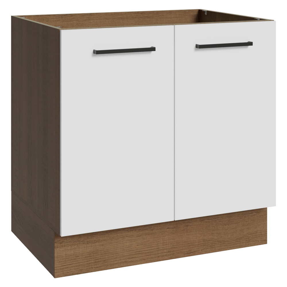 Balcão de Cozinha 80 cm 2 Portas (Sem Tampo) Rustic/Branco Agata Madesa