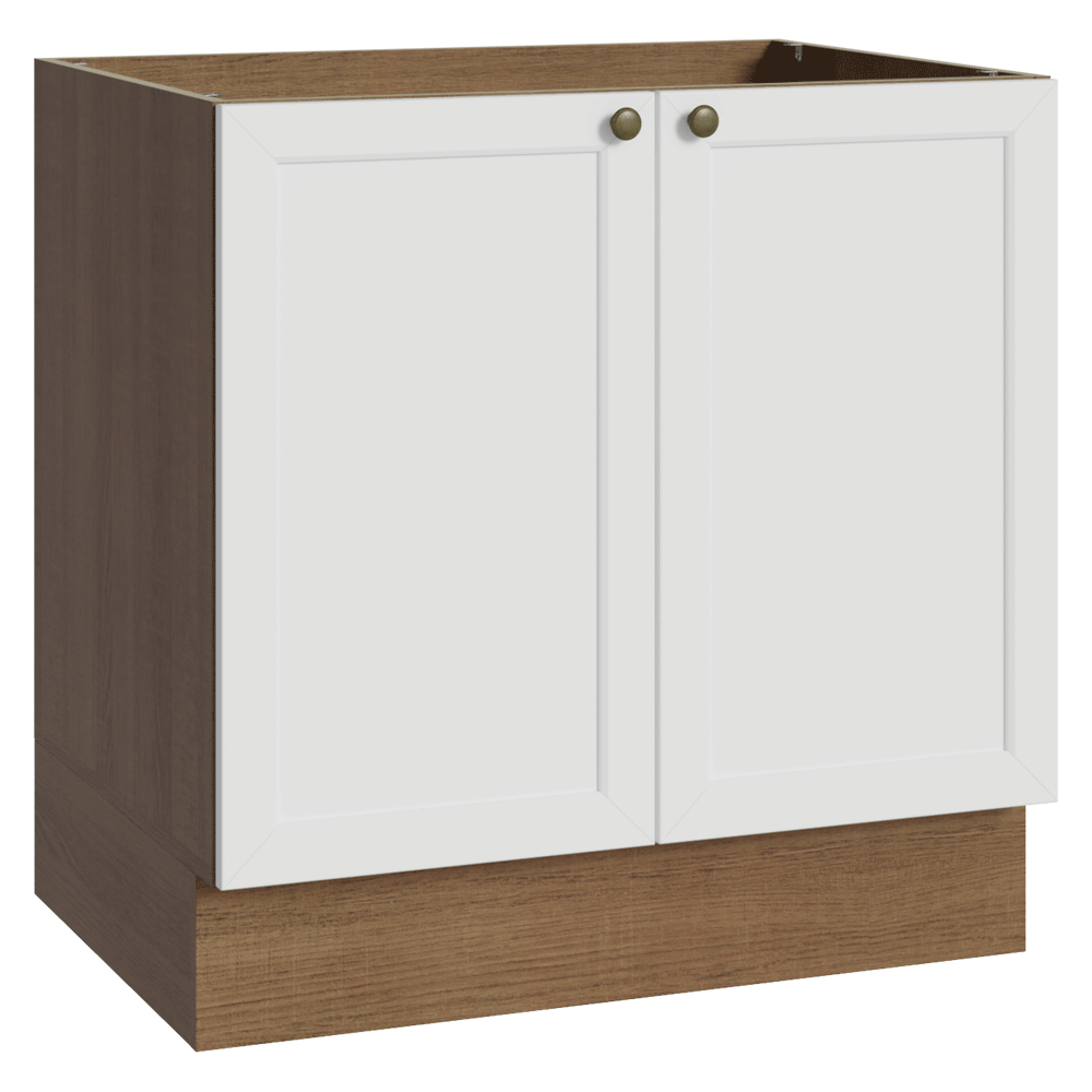 Balcão de Cozinha 80 cm 2 Portas (Sem Tampo) Rustic/Branco Vik Madesa