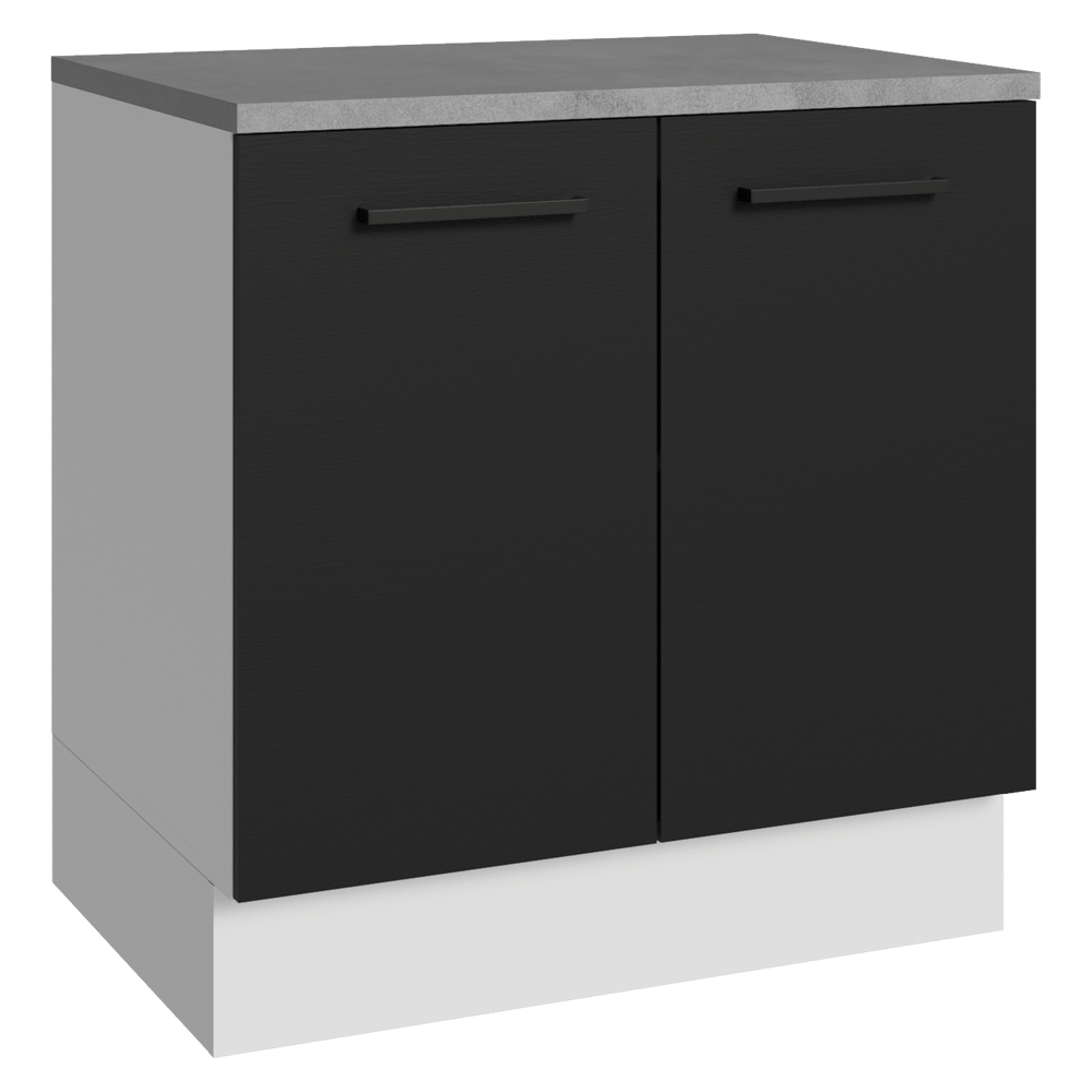 Balcão Madesa Agata 80 cm 2 Portas Branco/Preto