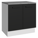 Balcão Madesa Agata 80 cm 2 Portas Branco/Preto