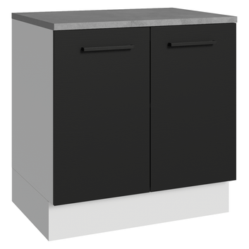 Balcão Madesa Agata 80 cm 2 Portas Branco/Preto