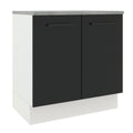 Balcão Madesa Agata 80 cm 2 Portas Branco/Preto