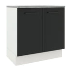 Balcão Madesa Agata 80 cm 2 Portas Branco/Preto