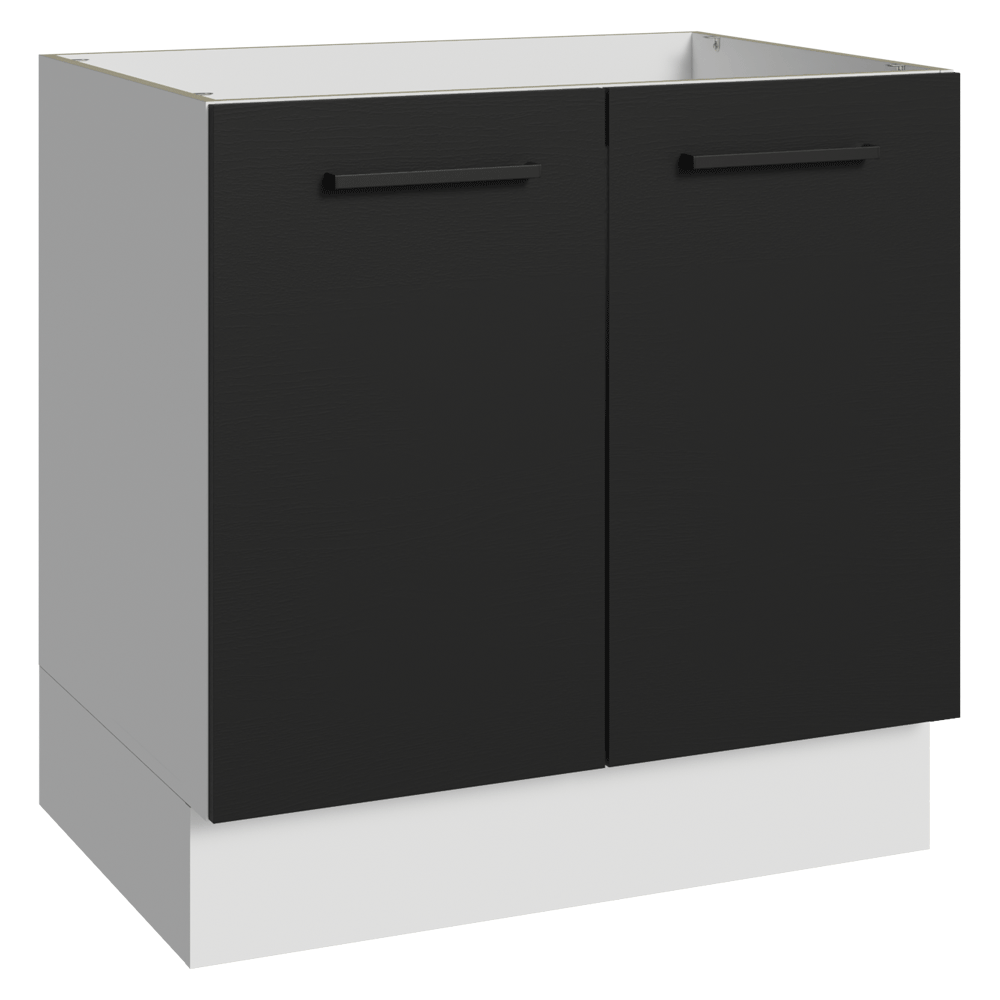 Balcão de Cozinha 80 cm 2 Portas (Sem Tampo) Branco/Preto Agata Madesa