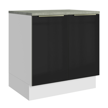 Balcão de Cozinha 80 cm 2 Portas Branco/Preto Lux Madesa