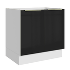 Balcão de Cozinha 80 cm 2 Portas (Sem Tampo) Branco/Preto Lux Madesa
