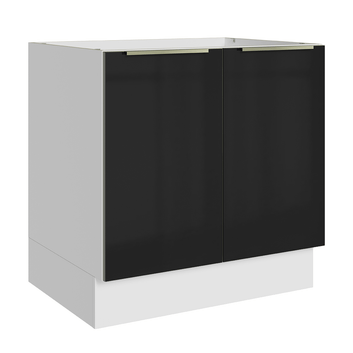 Balcão de Cozinha 80 cm 2 Portas (Sem Tampo) Branco/Preto Lux Madesa