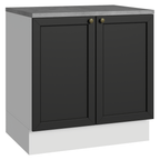 Balcão de Cozinha 80 cm 2 Portas Branco/Preto Vik Madesa
