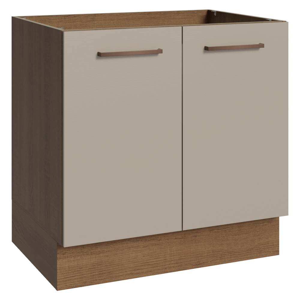 Balcão de Cozinha 80 cm 2 Portas (Sem Tampo) Rustic/Crema Agata Madesa