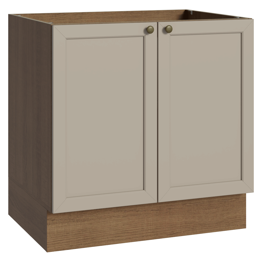 Balcão de Cozinha 80 cm 2 Portas (Sem Tampo) Rustic/Crema Vik Madesa