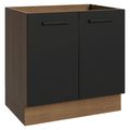 Balcão de Cozinha 80 cm 2 Portas (Sem Tampo) Rustic/Preto Agata Madesa