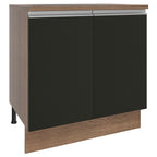 Balcão Madesa Glamy 80 cm 2 Portas Rustic/Preto